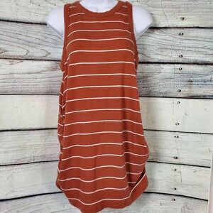 Maurices Maternity XL Rust Striped Sleeveless Ribbed Tank Top